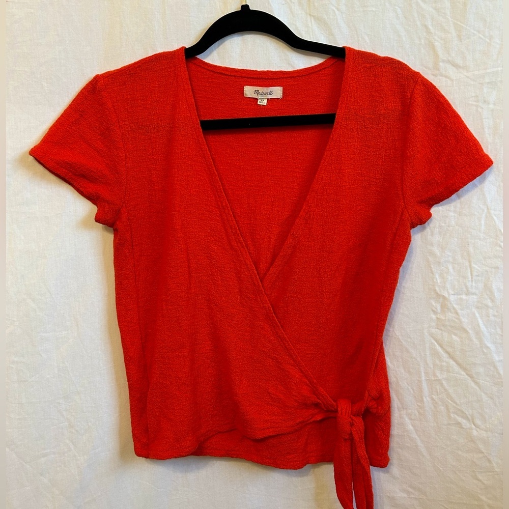 SOLD Madewell Wrap Red Top 100% Cotton